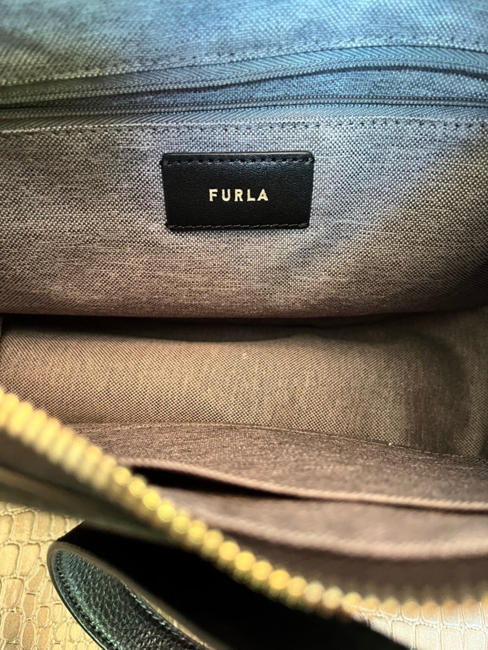 Furla MiaLuna Black Pebbled Leather Crescent Crossbody Bag w/Gold Hardware- NWOT - Picture 11 of 17
